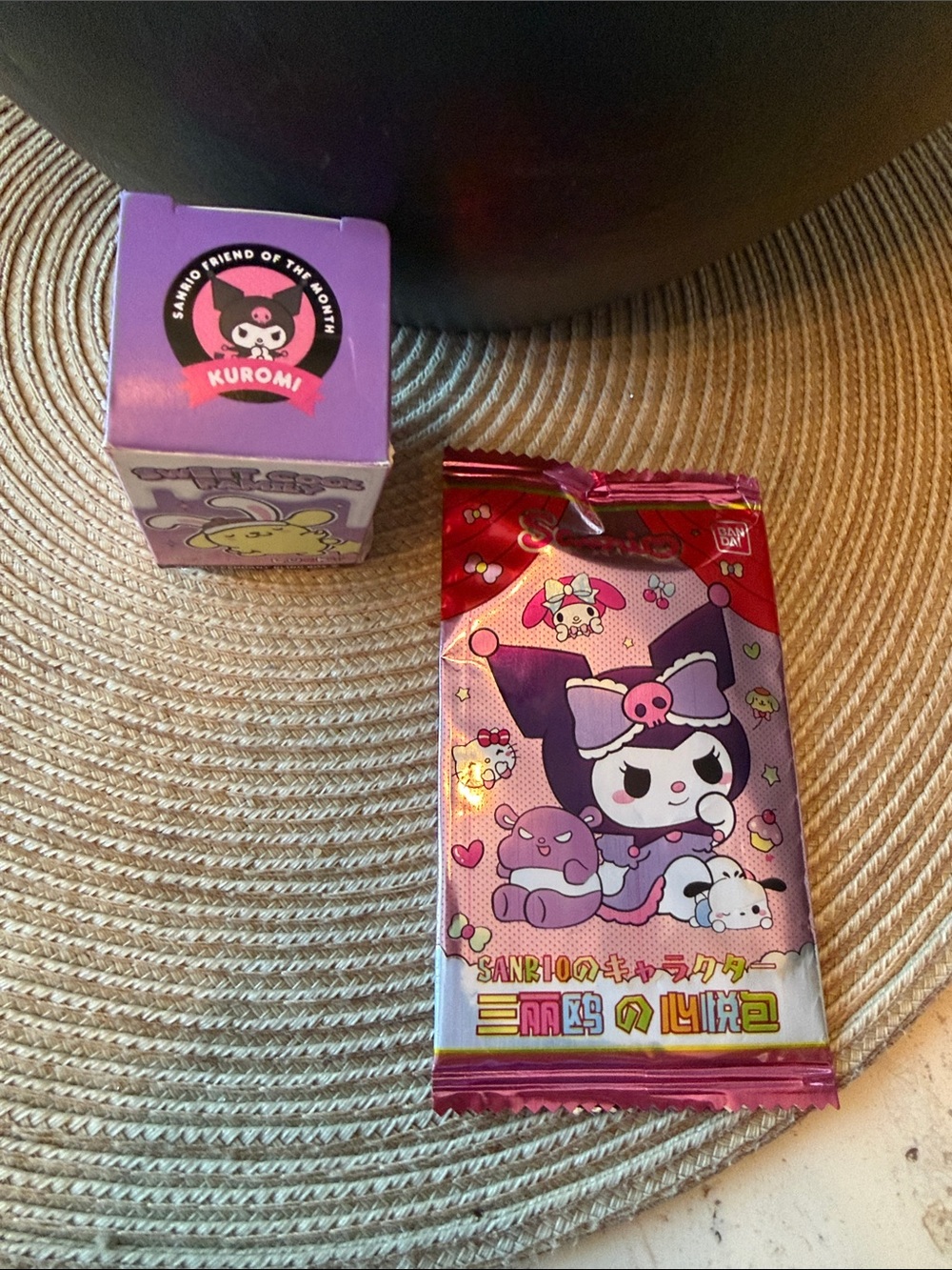 Sanrio Kuromi Trading Card 5 Pack Opened & Kuromi Doll Pendant opened